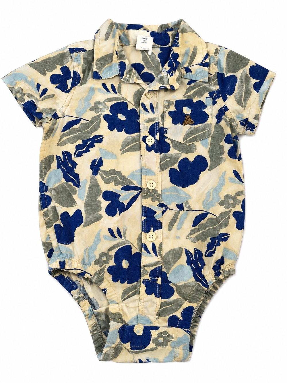 Baby GAP Blue and Cream Floral Bodysuit Size 6-12 Months